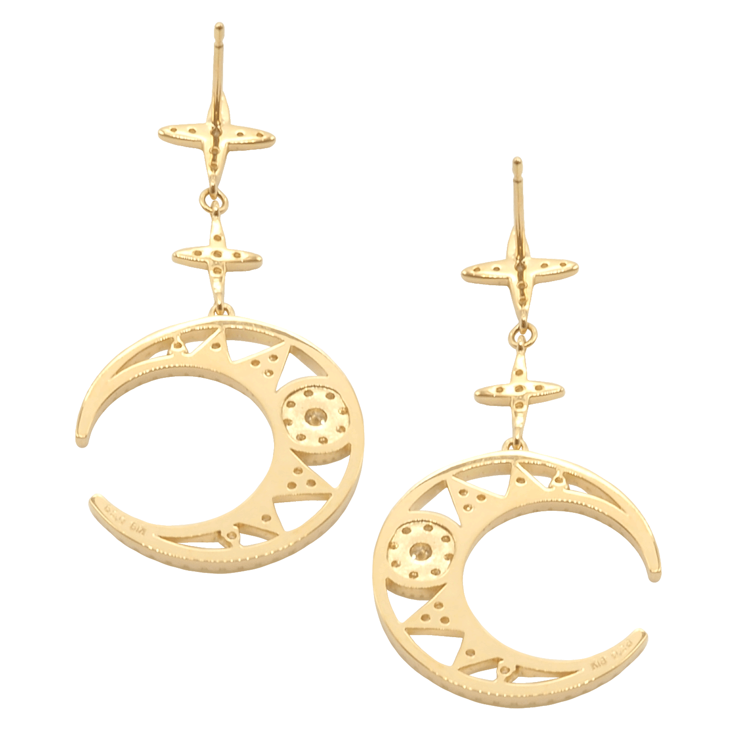 Diamond Moon Star Earring