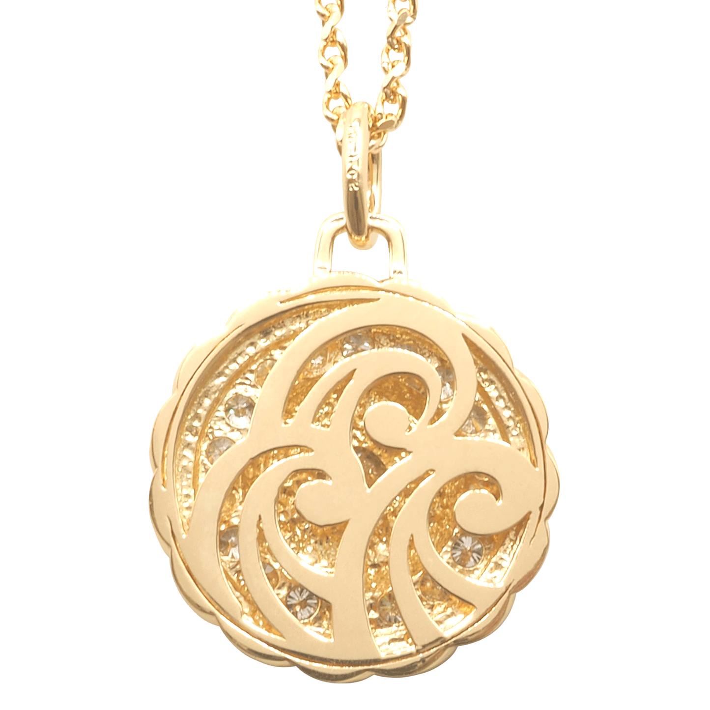 Diamond Circle Wave Pendant K18YG