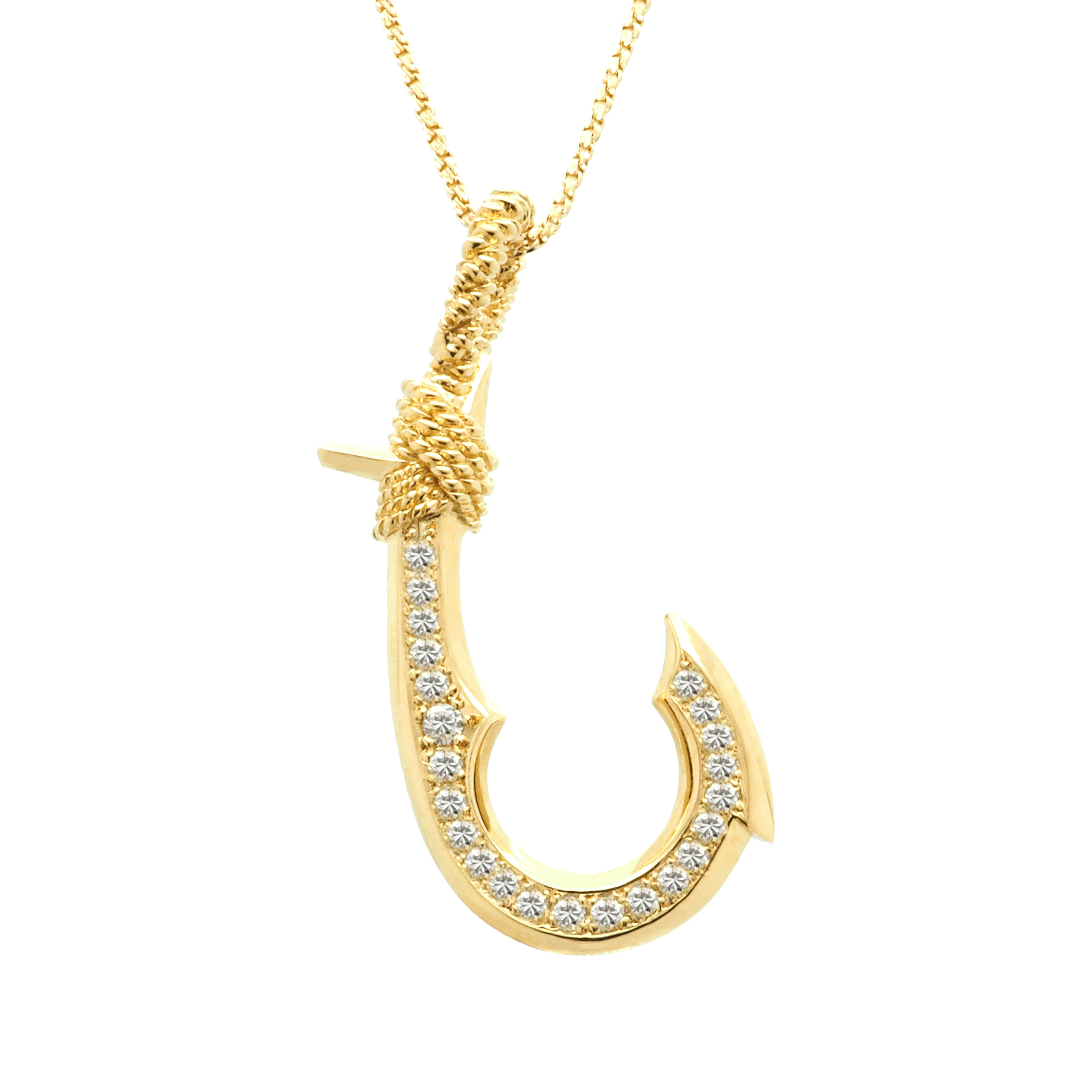 Diamond fish hook on sale necklace