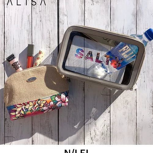 コーデュロイXクリアポーチ