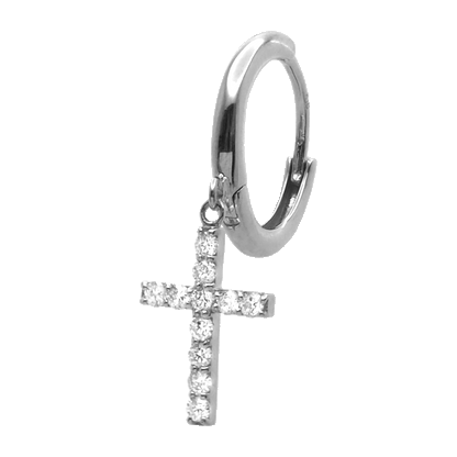 Diamond Cross Charm Earring