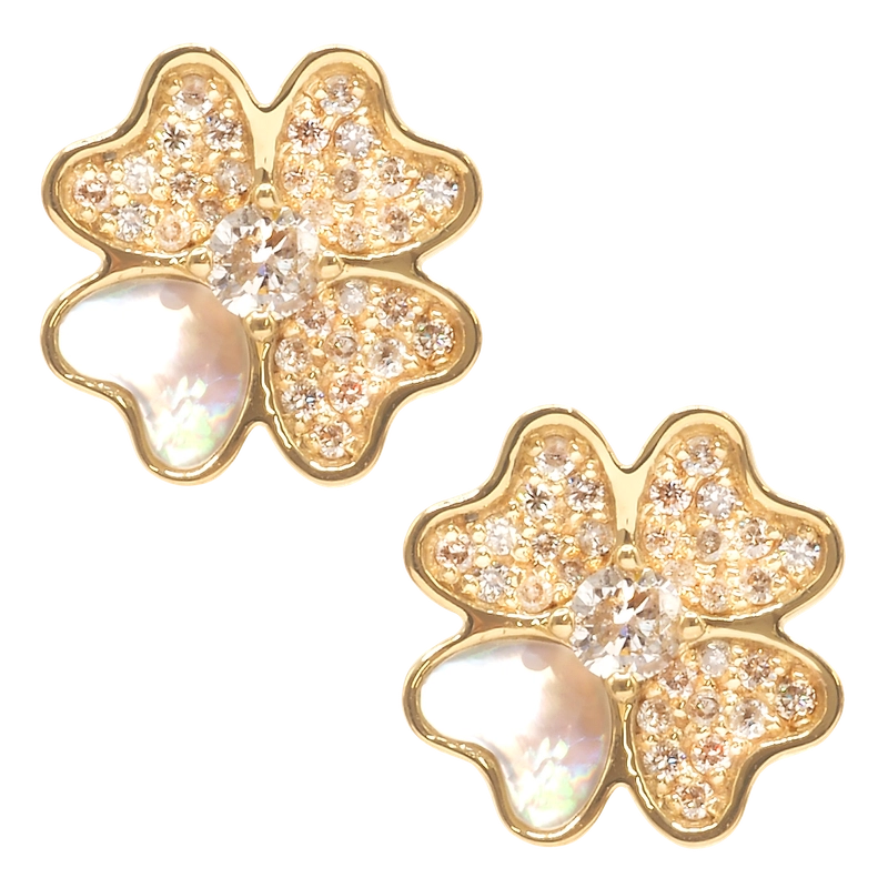 Diamond White Shell Clover Earring