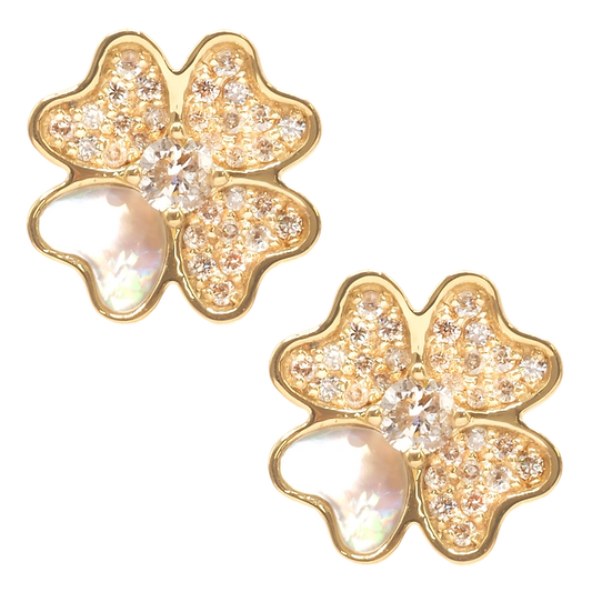 Diamond White Shell Clover Earring